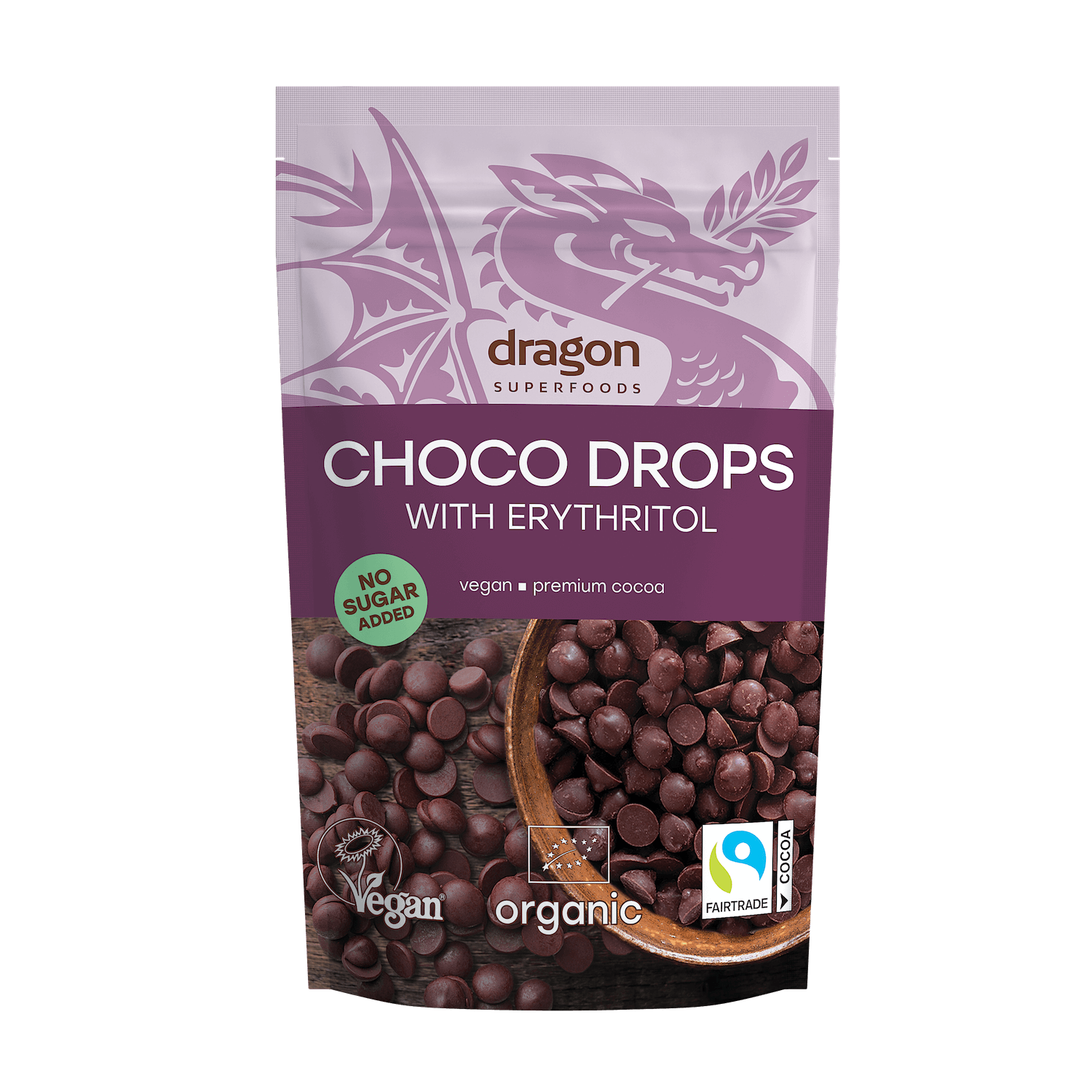 Buy Dragon Superfoods Choco Drops With Erythritol 200g at PHYTAMINS.AE