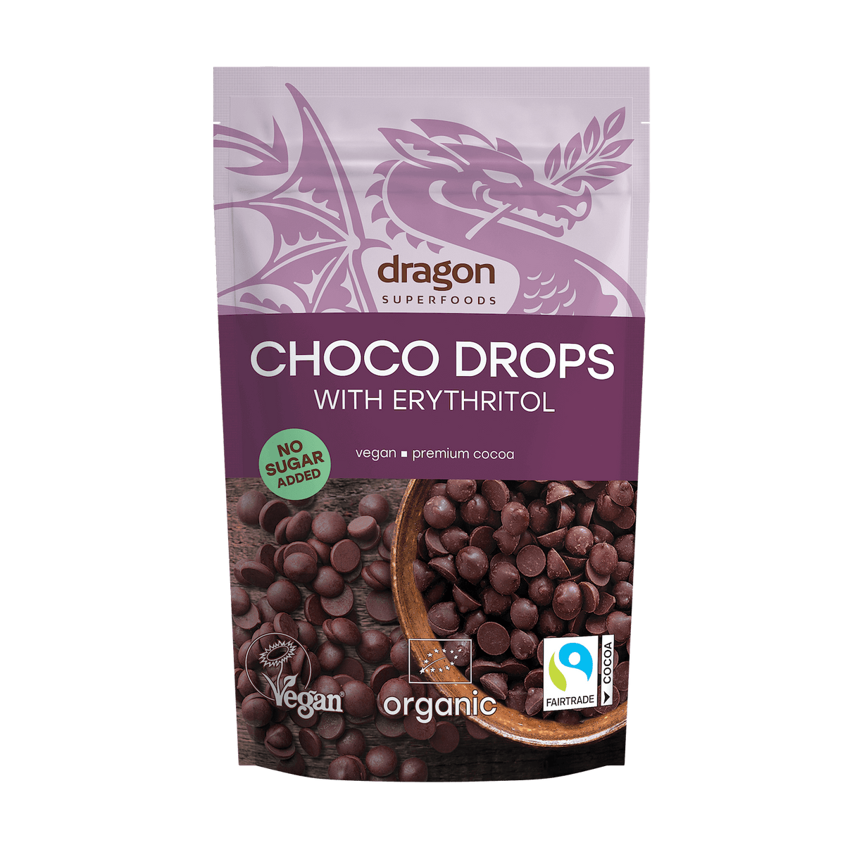 Buy Dragon Superfoods Choco Drops With Erythritol 200g at PHYTAMINS.AE