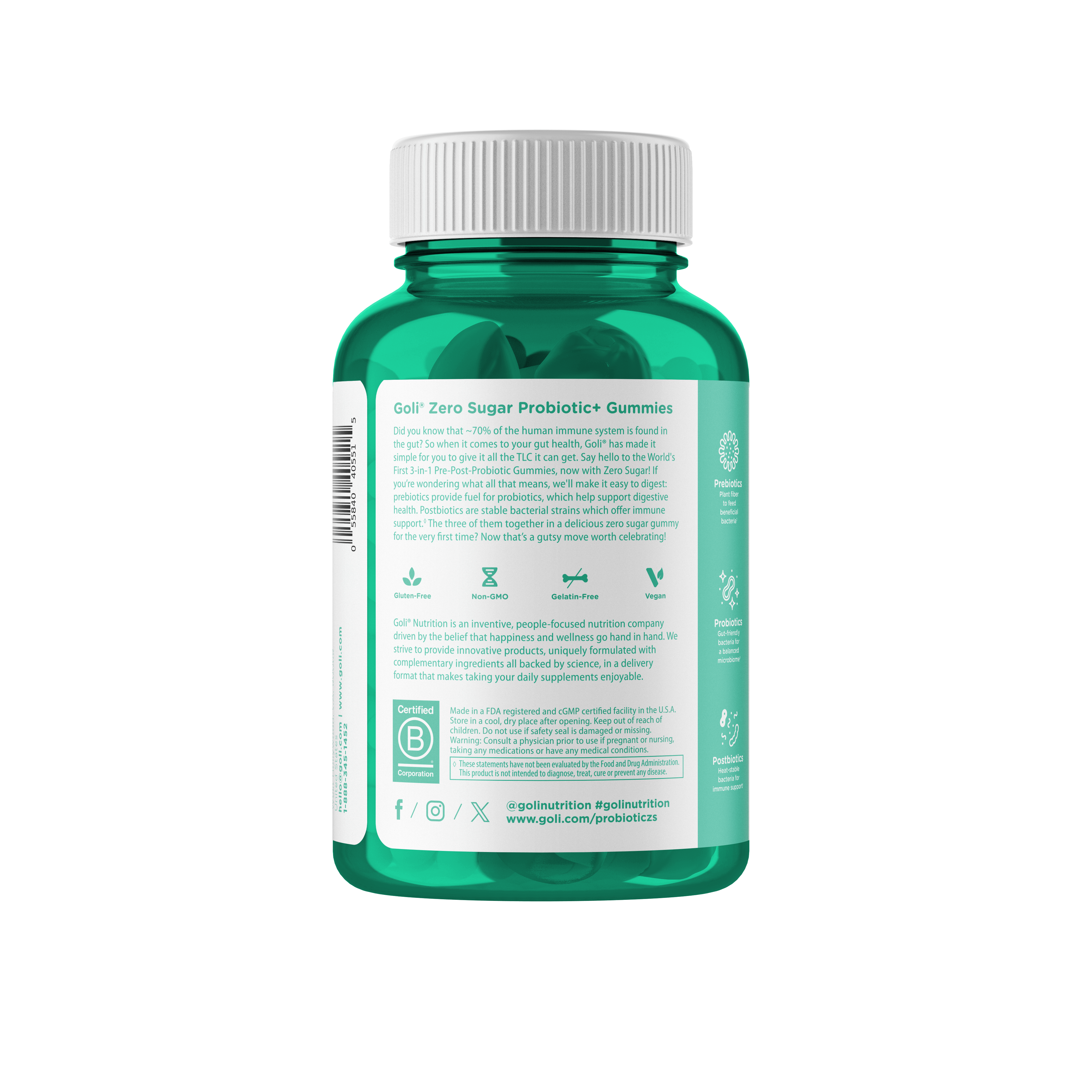 Buy Goli Nutrition Pre+Post+Probiotics Zero Sugar Gummies at PHYTAMINS.AE